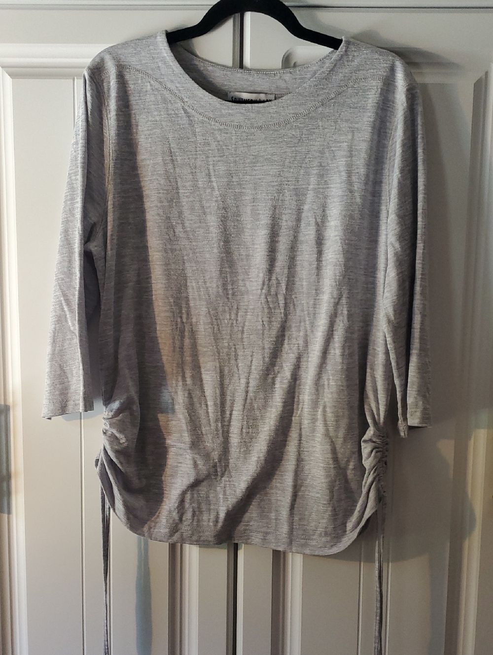 Southern Lady Heather Gray Ruched Side 3/4 Sleeve Tunic